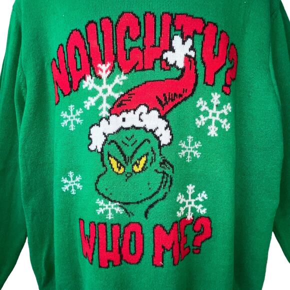 The Grinch Who Stole Christmas NAUGHTY? WHO ME? Ugly Christmas Sweater Size XL - Picture 2 of 4